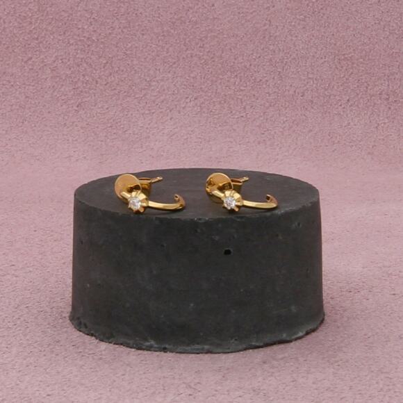 bony levy 18k yellow gold 0.05 ct diamond monaco hoop earrings